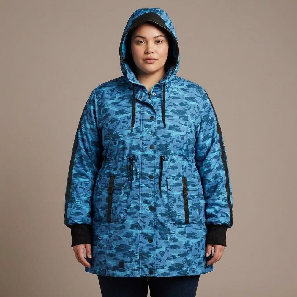 NFL Super Bowl LV Hoodie Jacket Women 2XL Blue Abstract Camo Pattern EUC